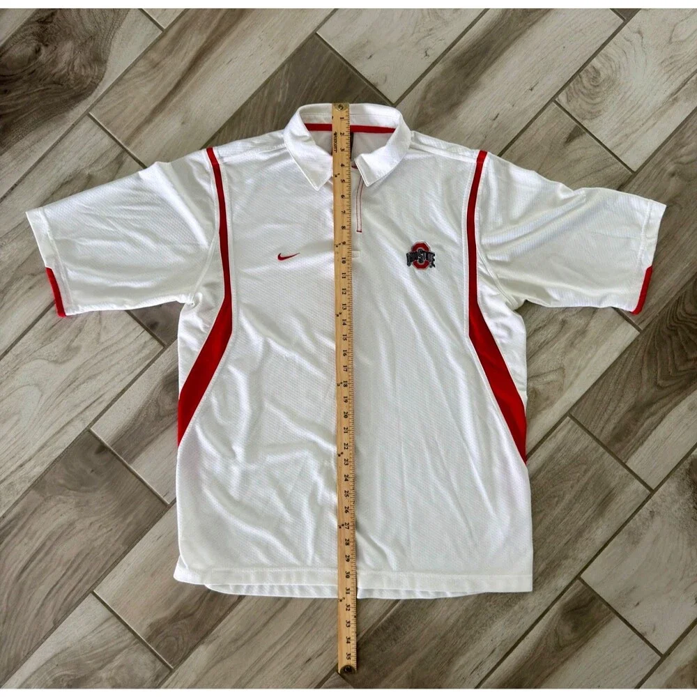 Nike Ohio State Buckeyes Golf Polo Shirt Men's L White Red Dri-FIT